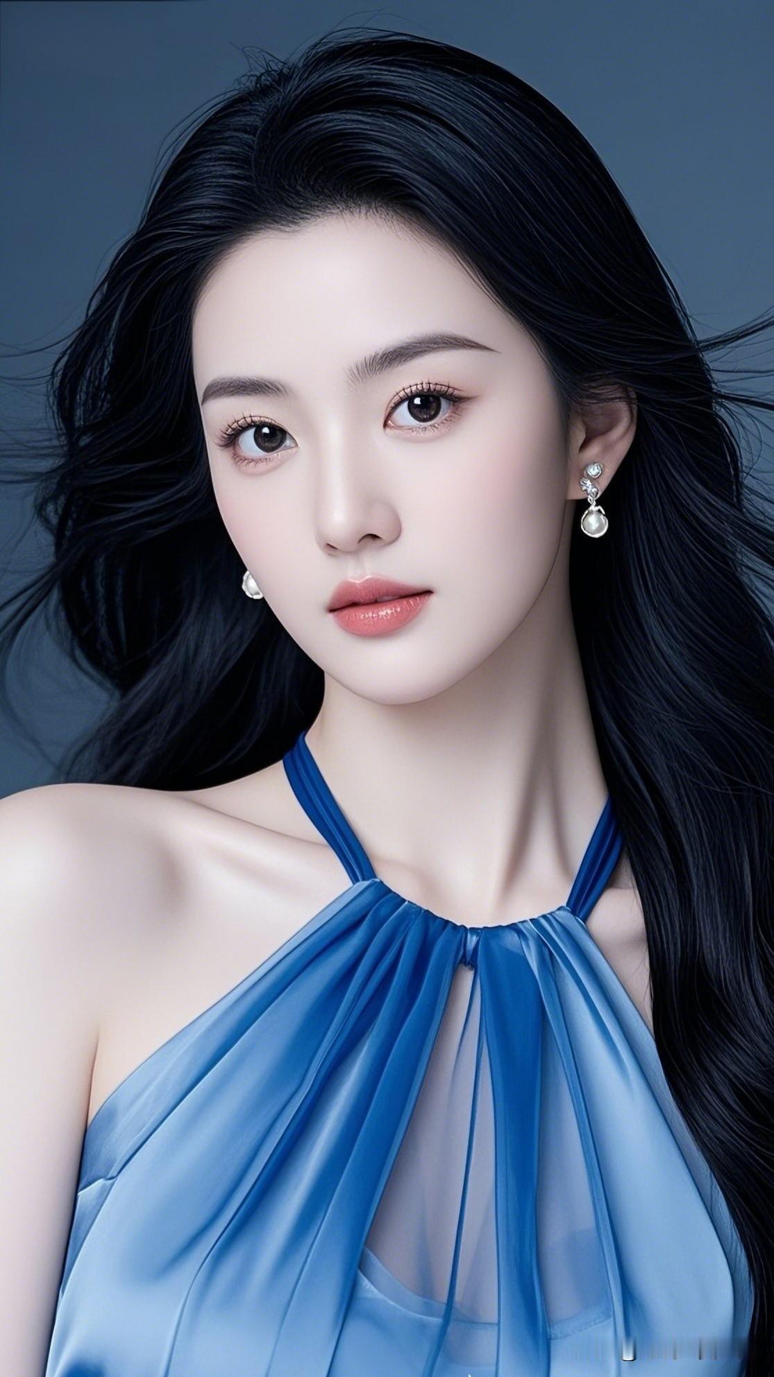 黑发如瀑，恬静大方。清雅脱俗的美到底长啥样？ 温柔甜美的蓝衫少女，散发着优雅气质