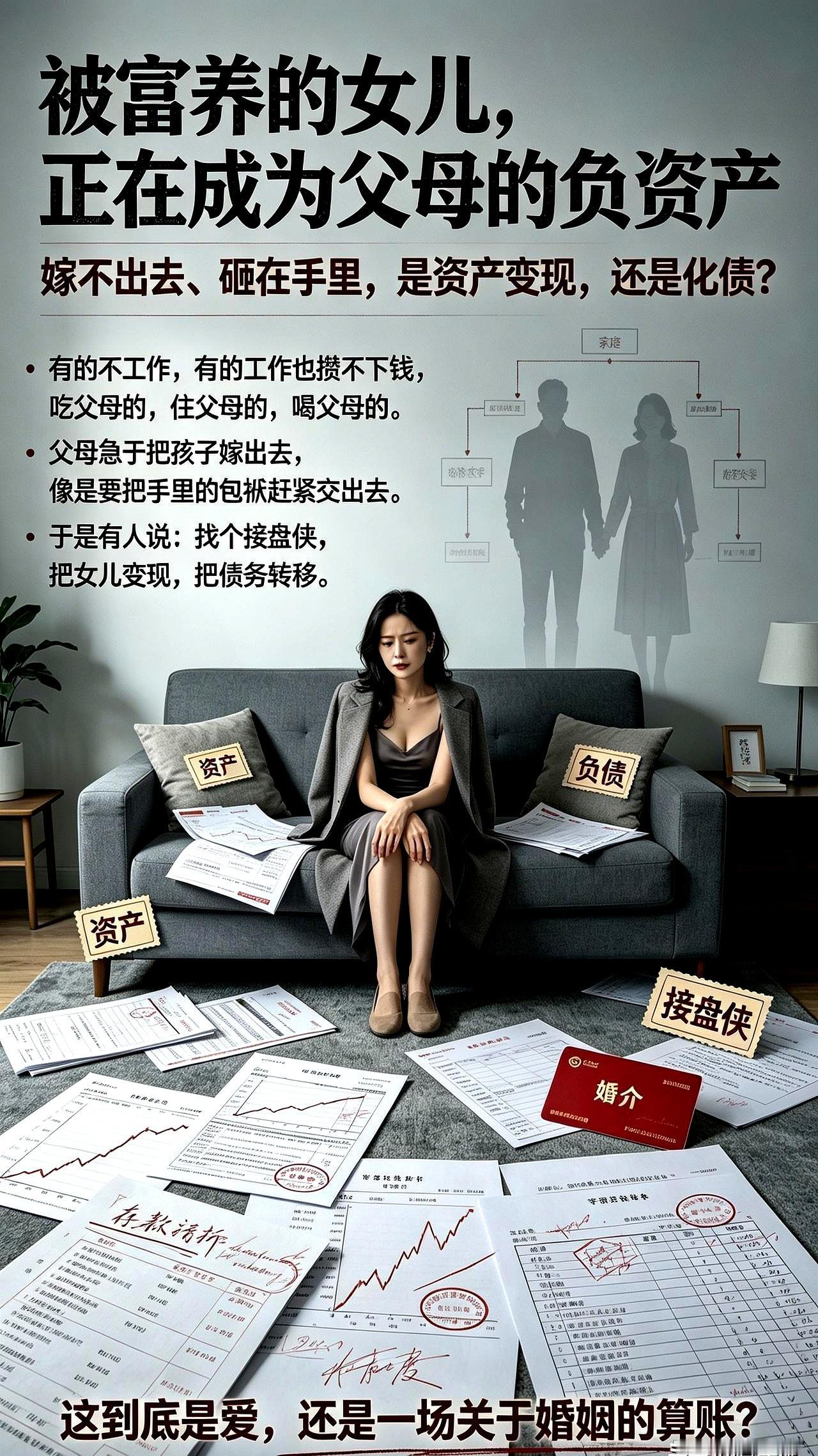 网上流行个说法：富养大的女儿成了父母“负资产”？
手里捂着，婚恋也不顺，像被砸在