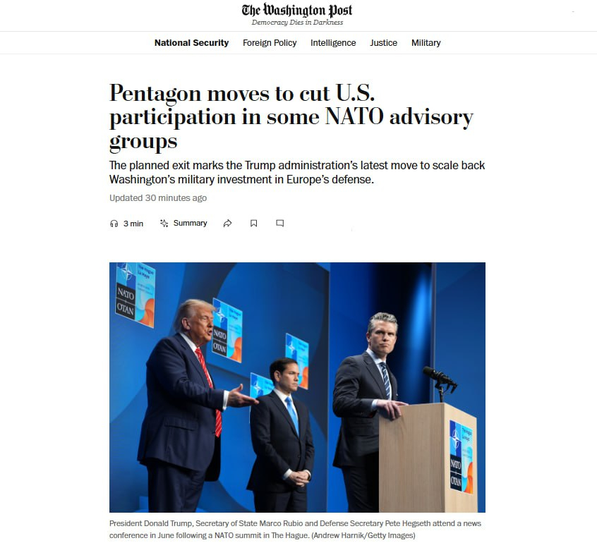 五角大楼正缩减美国在北约某些顾问机构中的参与度。这项计划是唐纳德·特朗普政府削减