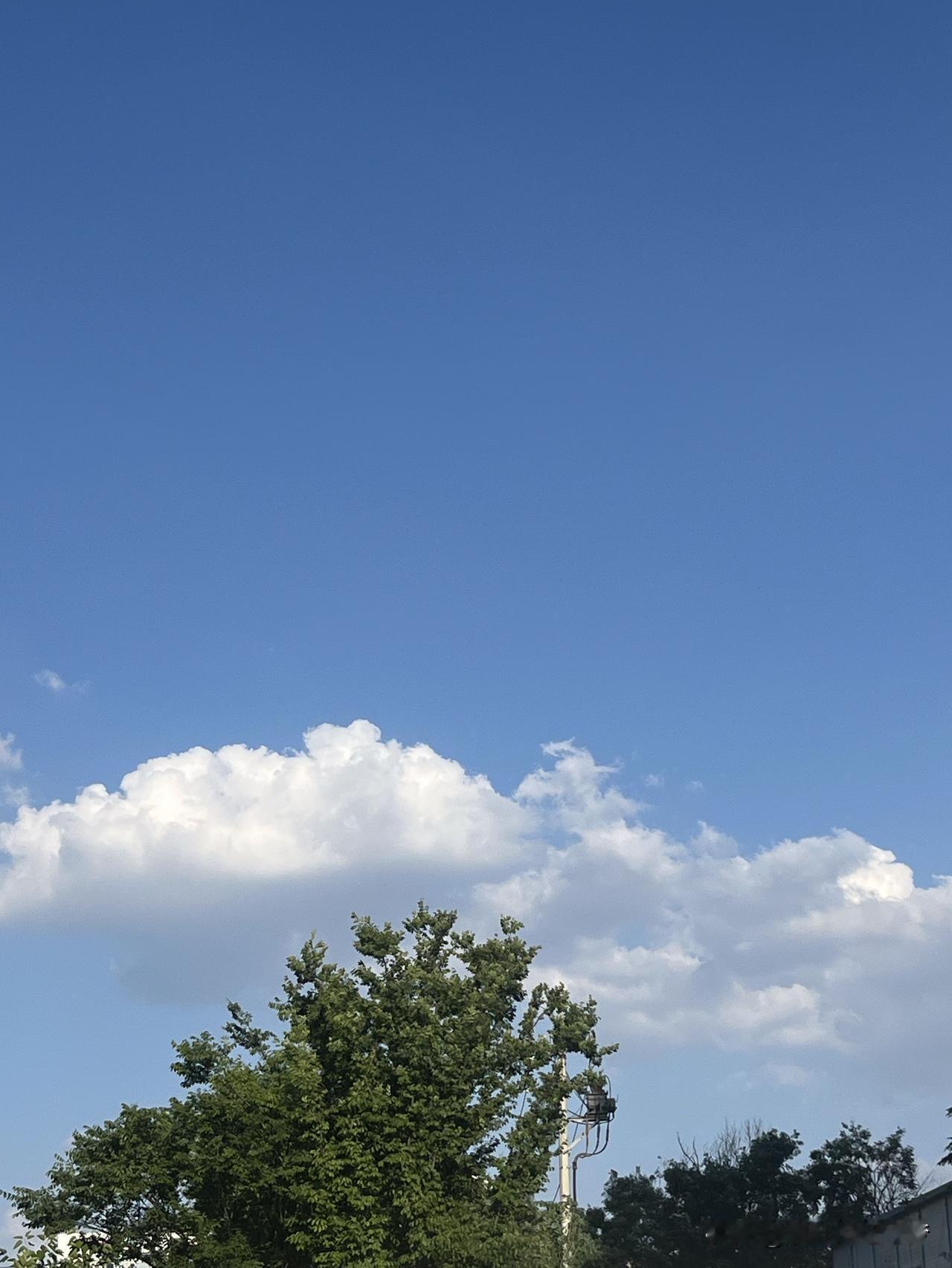 湛蓝的天空，有白云相伴真好。