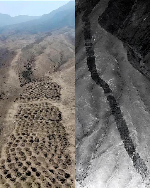 在秘鲁的纳斯卡地区,一个65英尺宽(20米宽)的洞带,被称为神秘的纳斯卡洞,继续