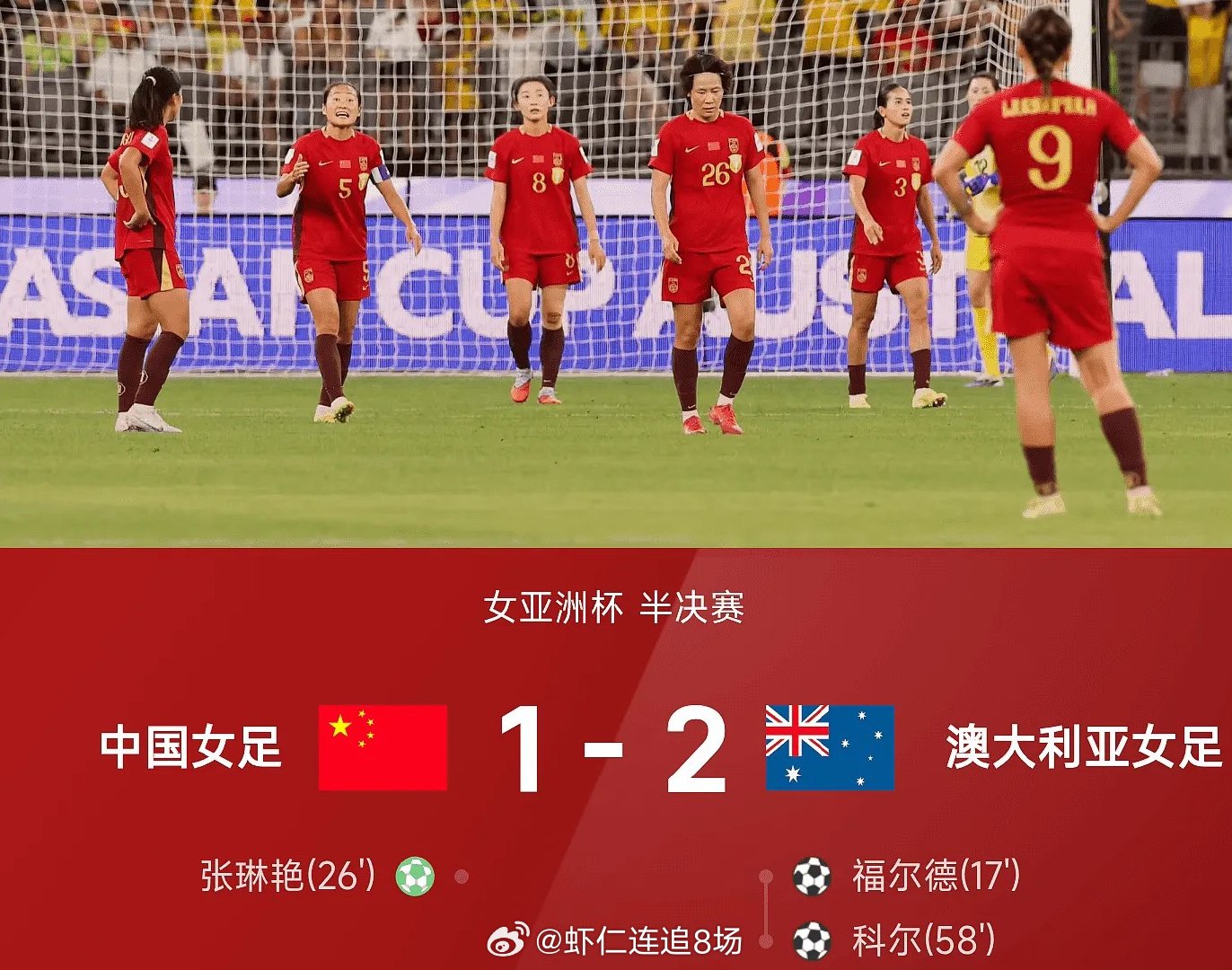 🧧置顶微博，红包抽奖🧧昨日早场3🀄️2🔥🔥🔥中国女足惜败澳大利亚，虽