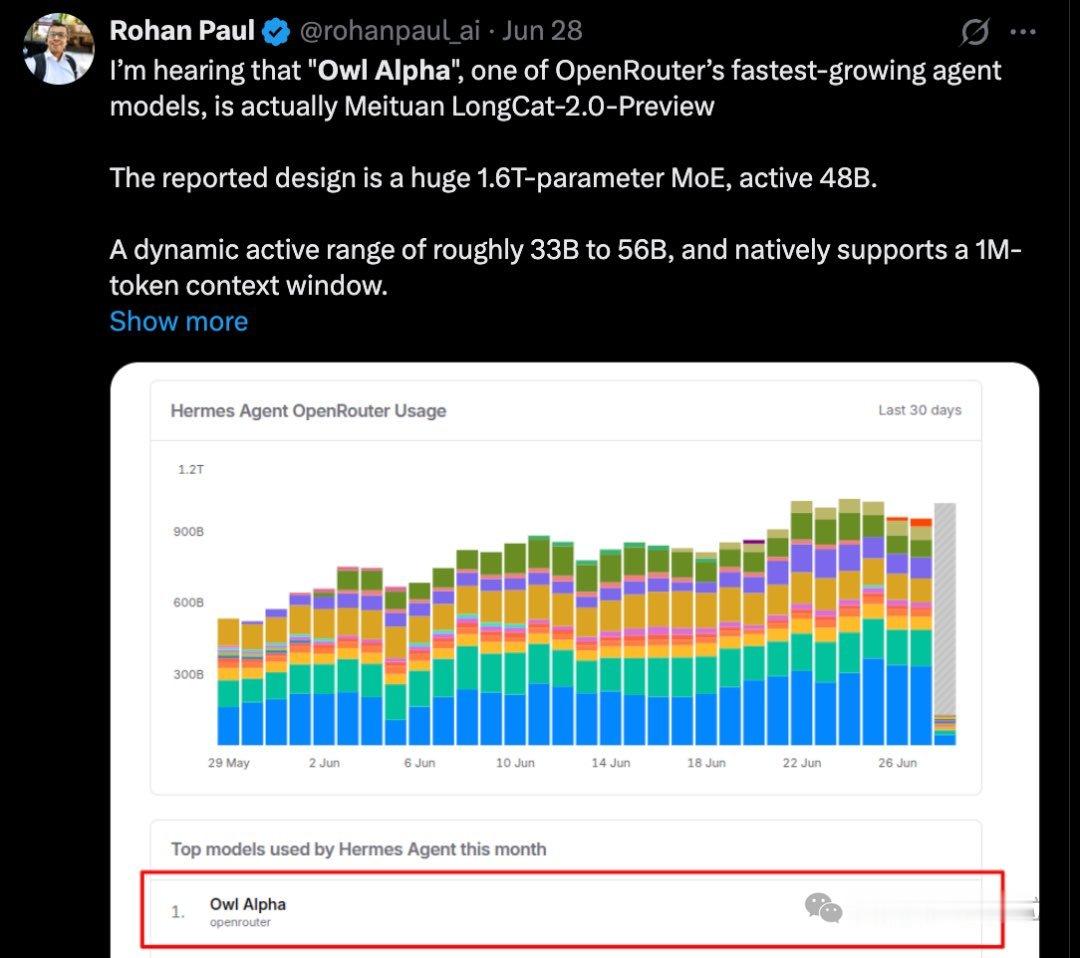 最近在OpenRouter上挺火热的Owl Alpha 真身是全球首个英伟达含量