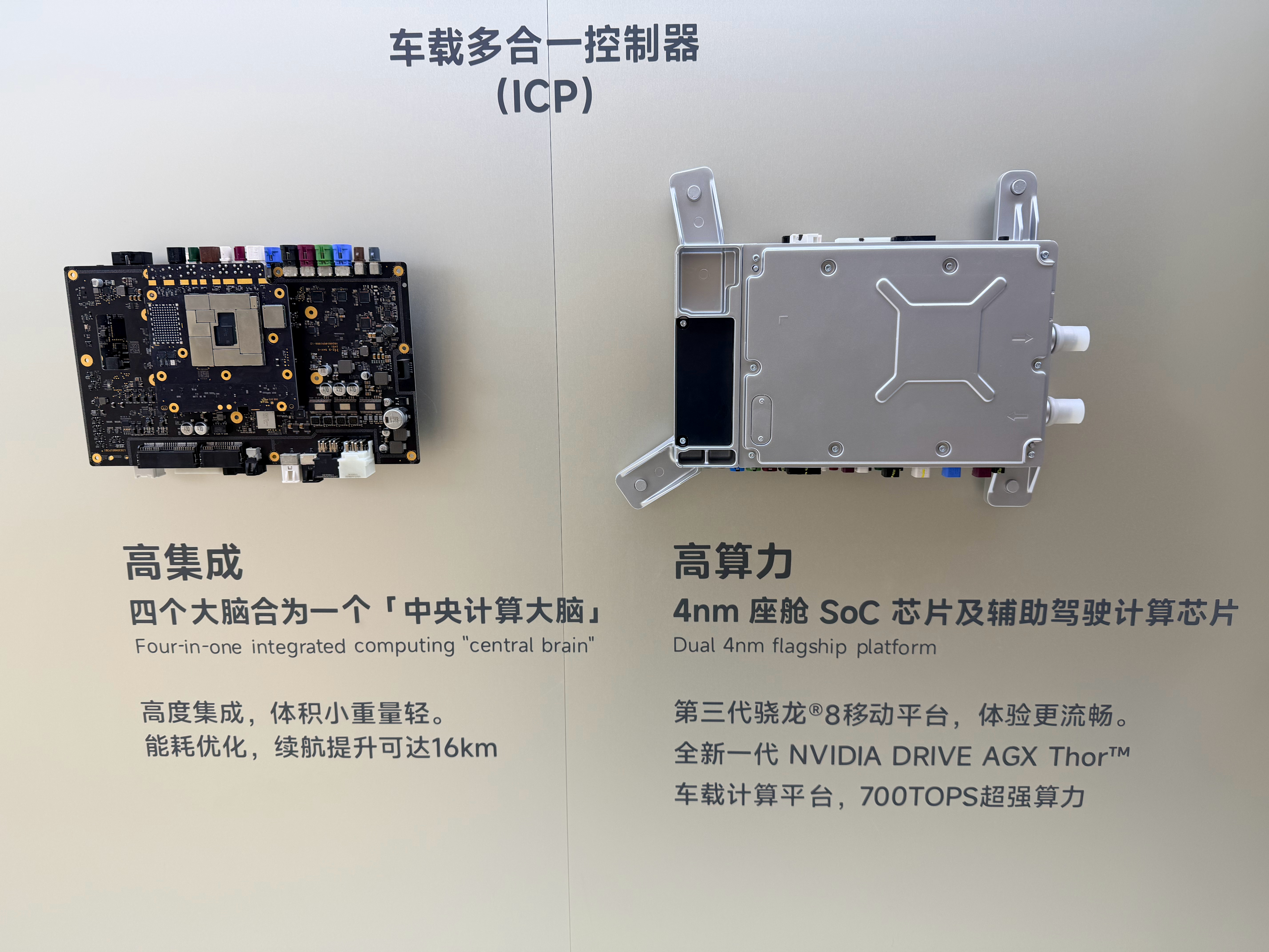 小米YU7的四合一域控：整合AD、座舱、整车域控制器、T-Box。 ​​​