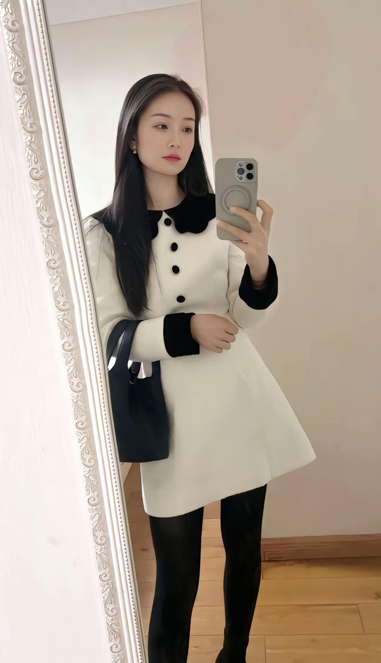 优雅黑白撞色穿搭，简约时尚，气质满满！