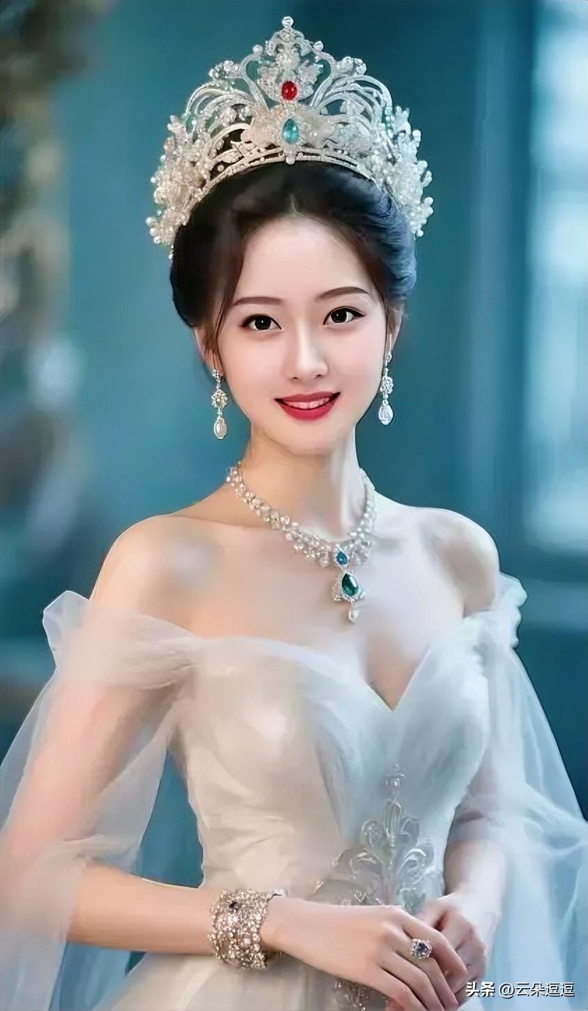 梦幻公主风，闪耀的珠宝与优雅的礼服完美结合，宛如童话中的公主。