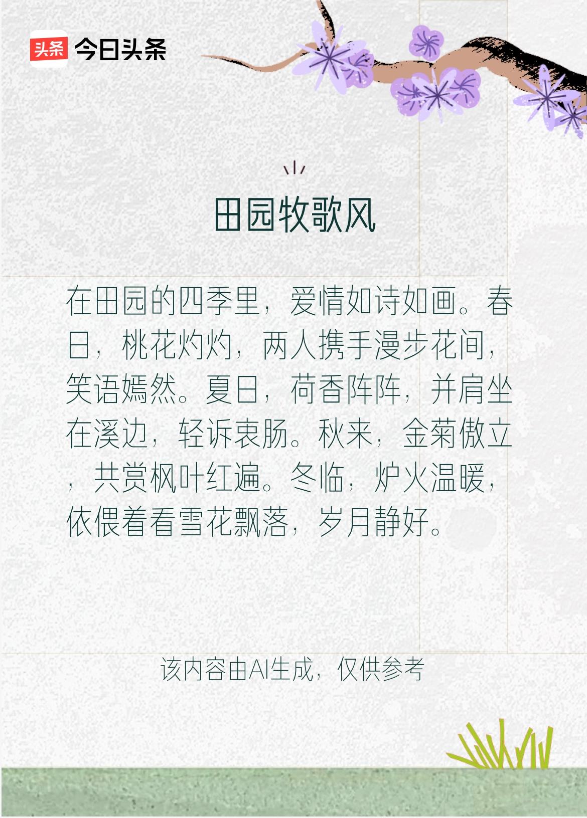 文学创作大会 这田园四季里的爱情画面太绝了，每一幕都像诗一样美！春日桃花下漫步，