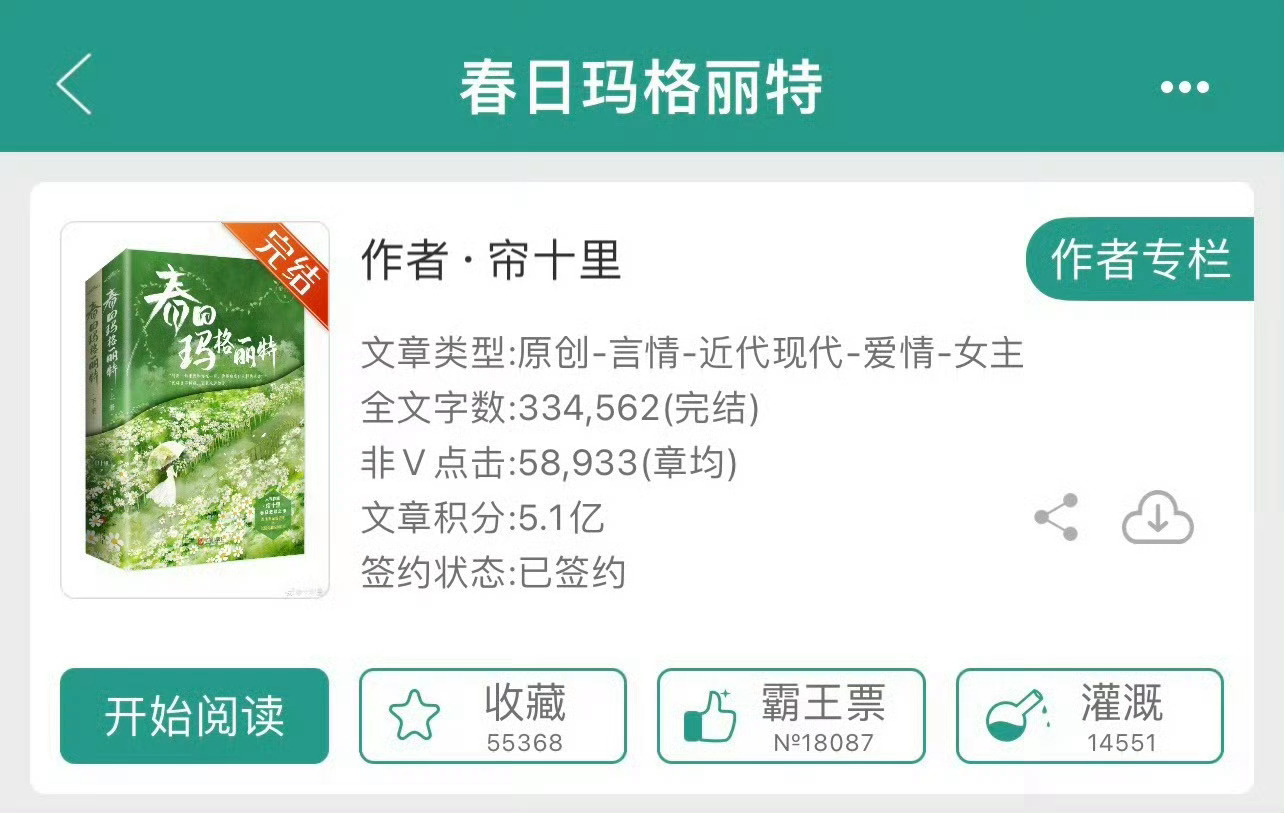 小说推荐：《春日玛格丽特》 作者:帘十里简评：清冷女主vs温柔男主，久别重逢，从