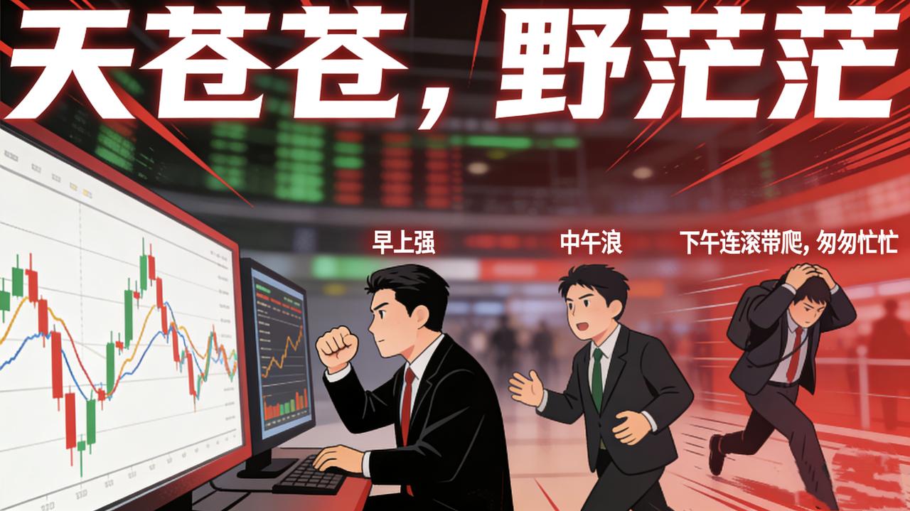 天苍苍，野茫茫；
早上强，中午浪；
下午连滚带爬，匆匆忙忙。
股市如何把握赚钱节