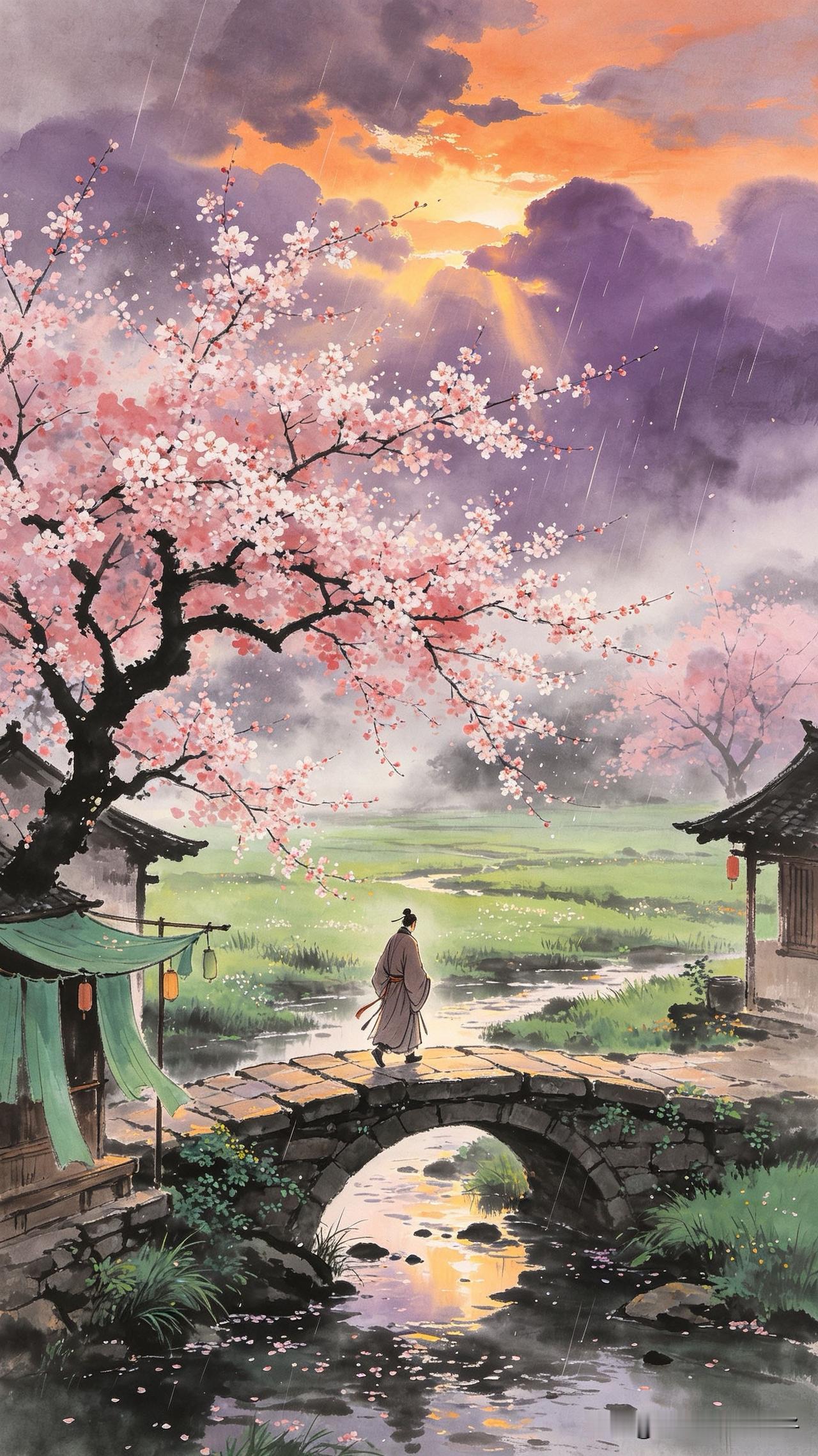 青帘斜挂杏花村，
客里光阴暗断魂。
最是春深愁易起，
      
…………请师