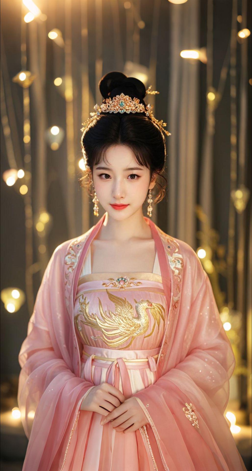 AI扩图 AI粉金凤绣美人