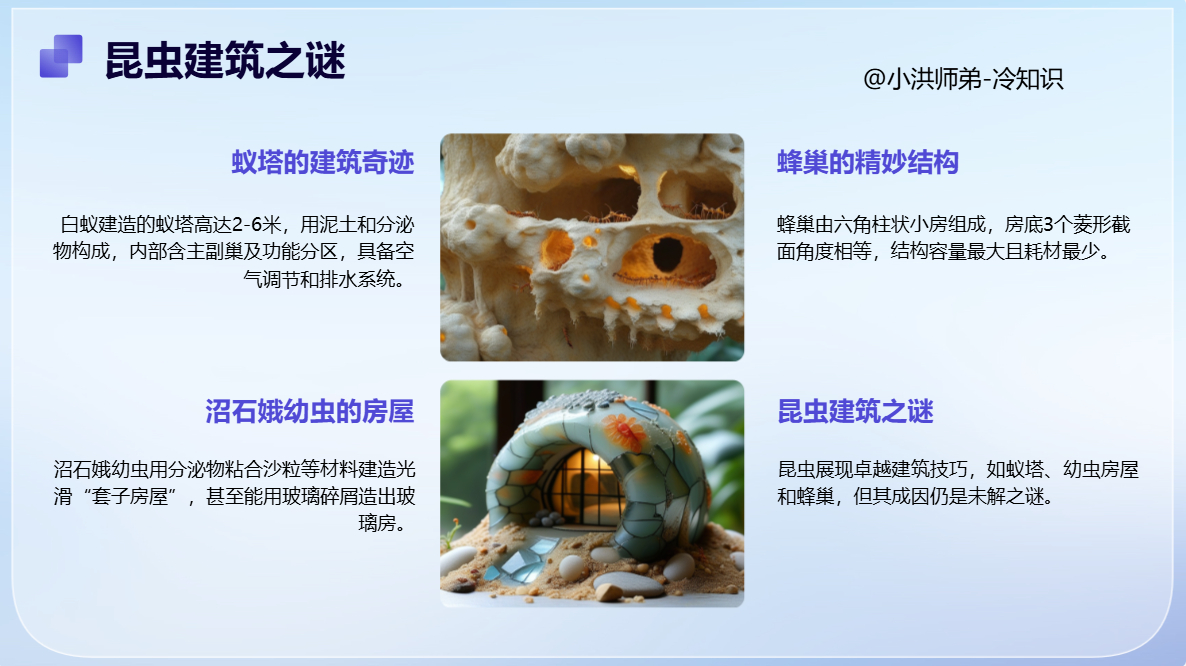 昆虫为何具有卓越的建筑技巧在我国广西和云南两地的南部以及海南岛，都有许多耸立在那