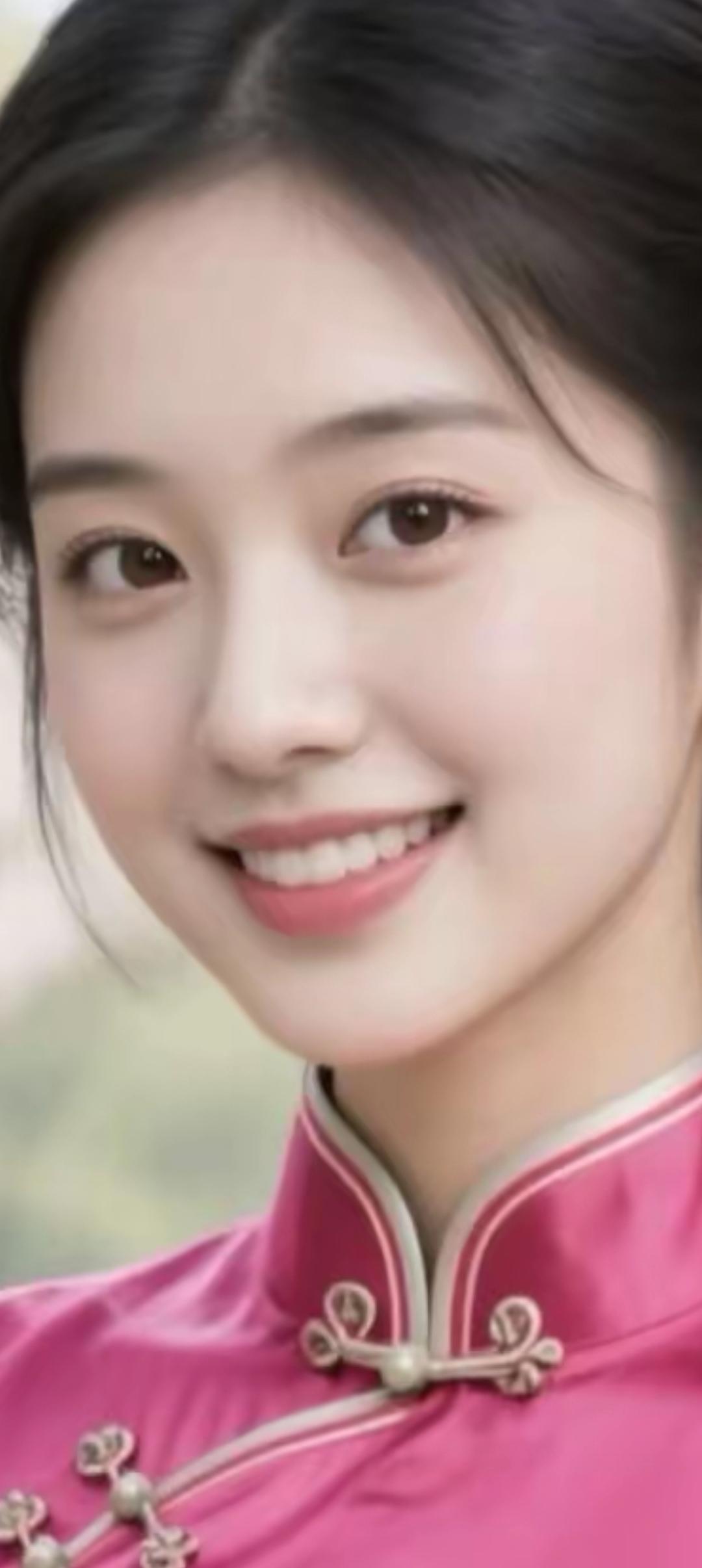 粉衣美人笑，春光满面来。