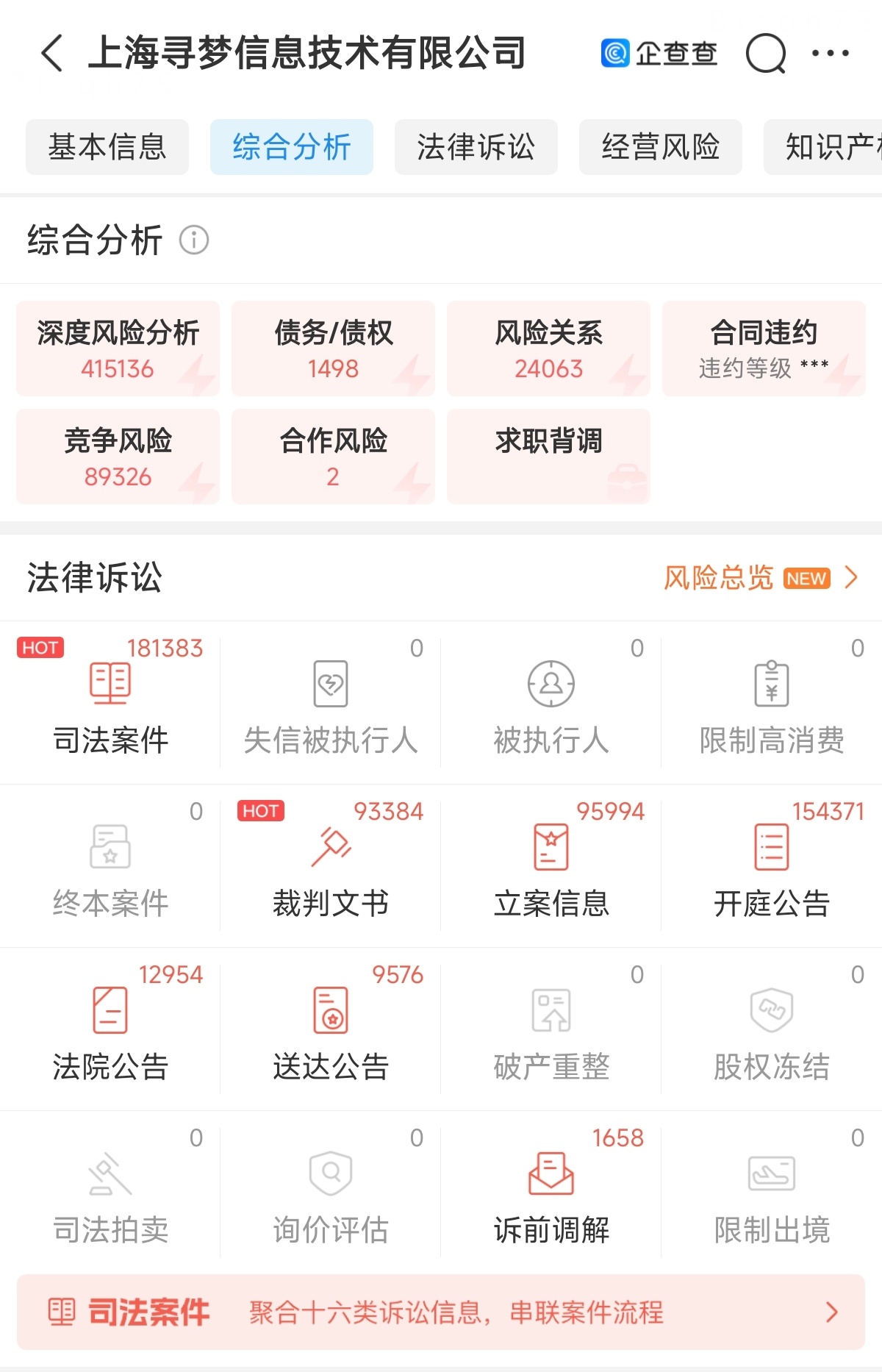 压力大的可以看看拼多多法务部用某查看公司的软件看了眼拼夕夕公司主体。深度风险分析