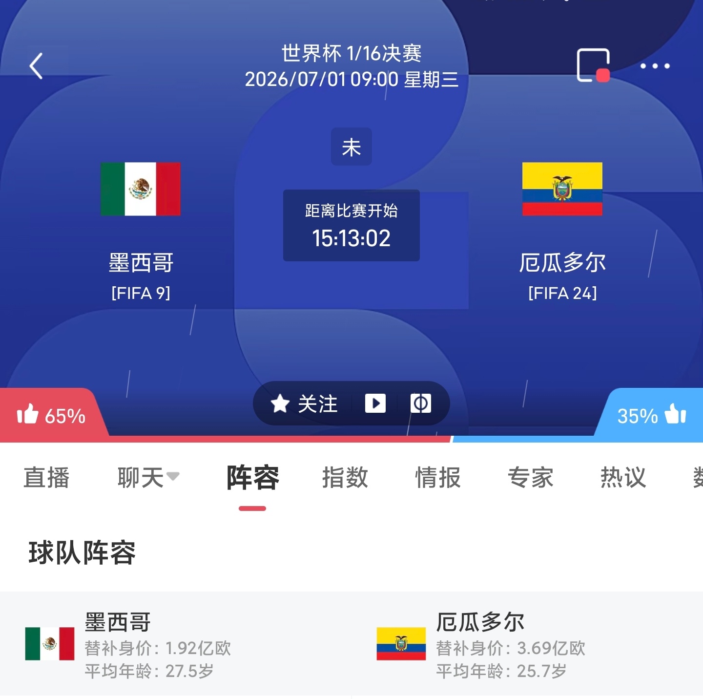 周二079 墨西哥VS厄瓜多尔更多 足球计划臻选开赛时间：07-01 09:00