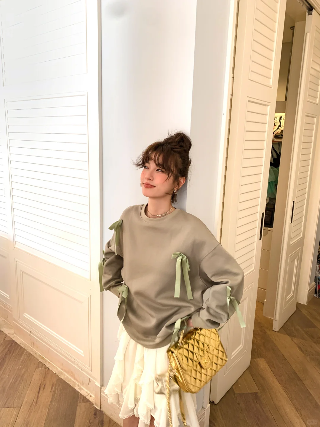 浅春ootd🌱豆绿色卫衣