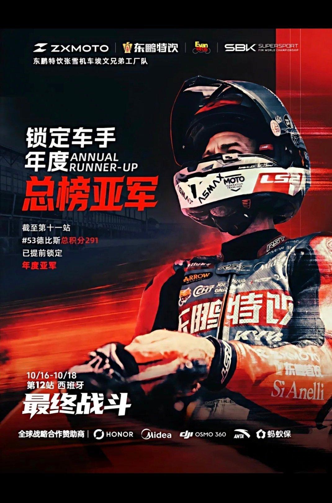 中国张雪r9机车 锁定车手年度ANNUAL RUNNER-UP 总榜亚军张雪机车