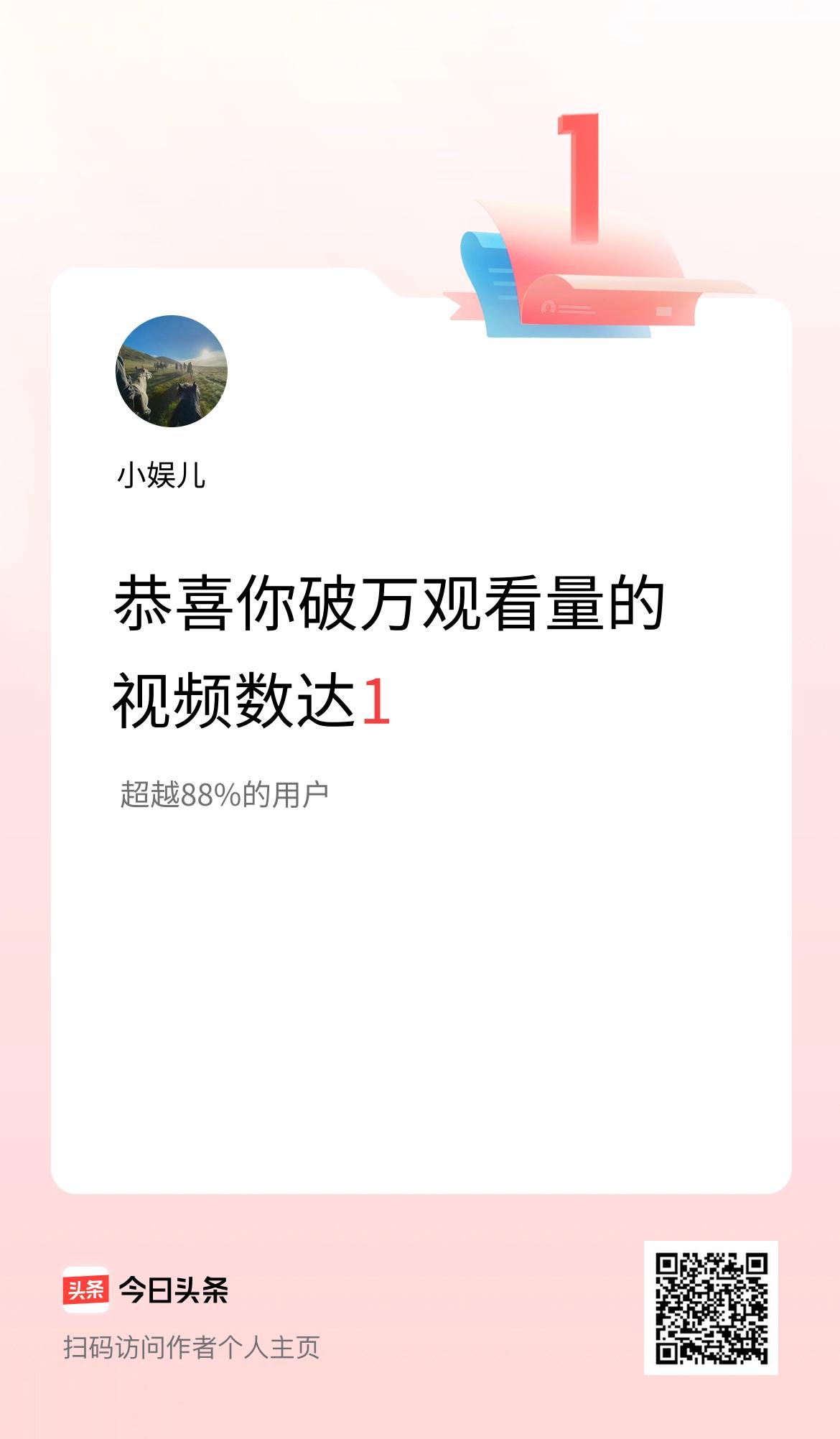 我在头条有1条视频播放量破万了！