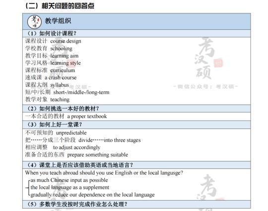 对外汉语教学中能用到的英语句式结构