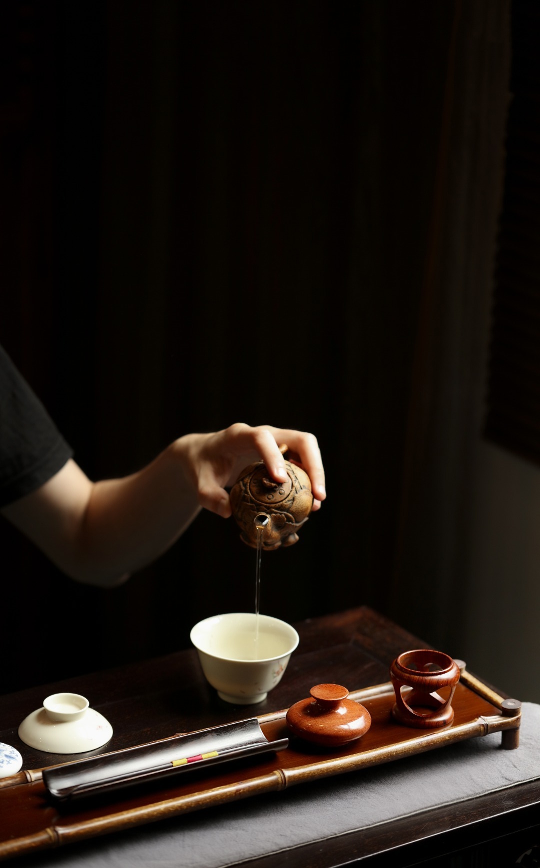 『茶道四件套』套装茶能明心，器可载道，辅干泡台、茶杯托、茶针成套，品茗一段好时光