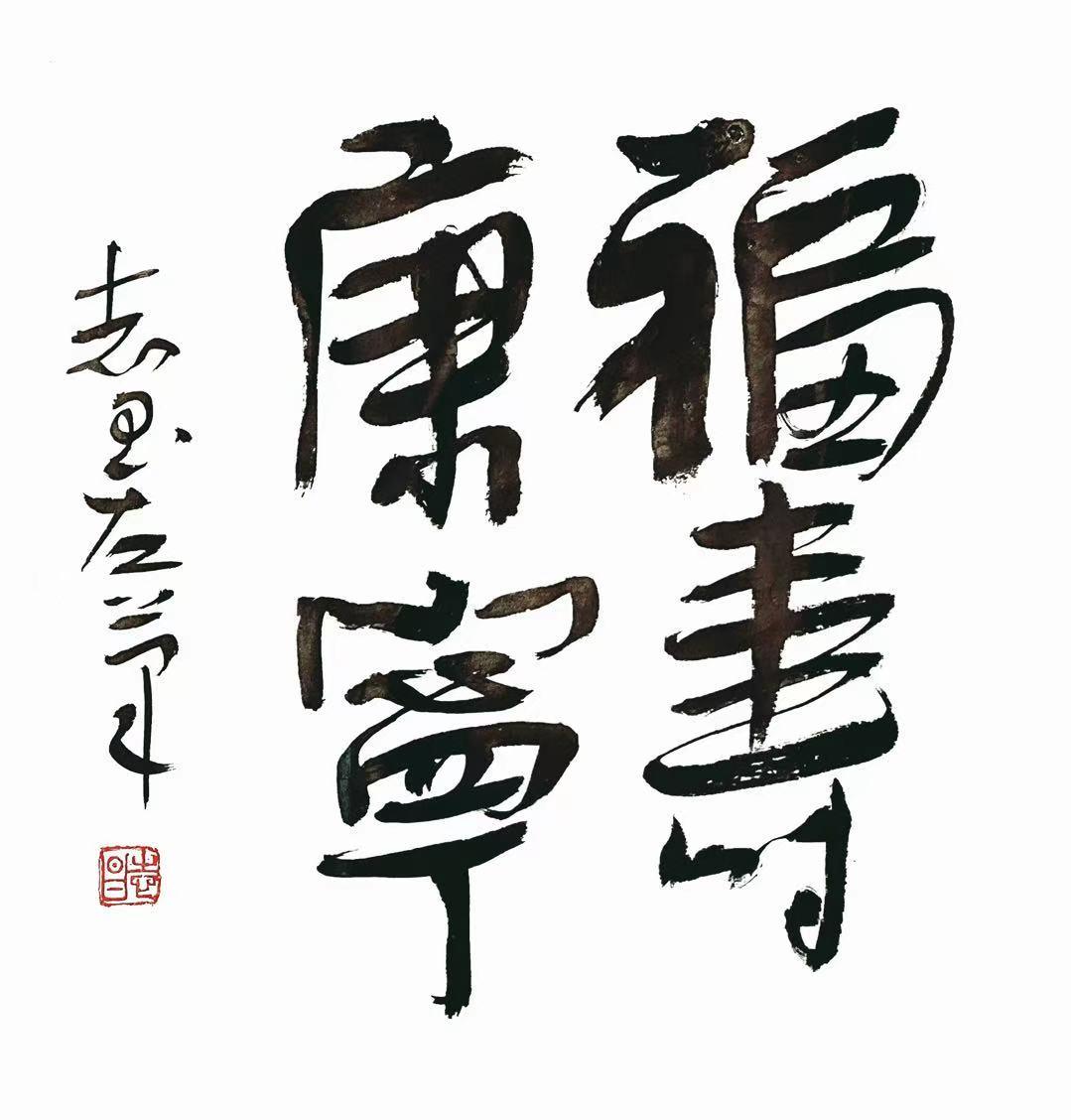 晒晒你的手写字左笔书：福寿康宁！