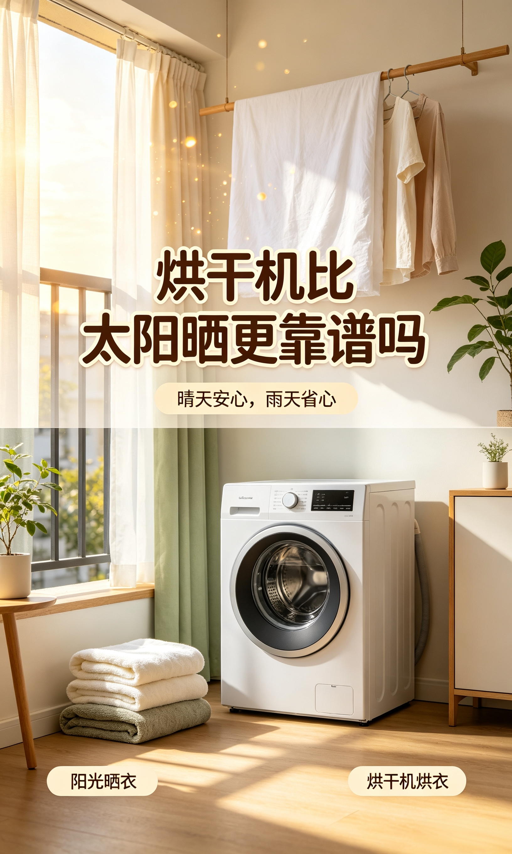 烘干机比太阳晒更靠谱吗很多人还是迷恋太阳晒完，衣物那种暖暖的味道。但现实是城市高