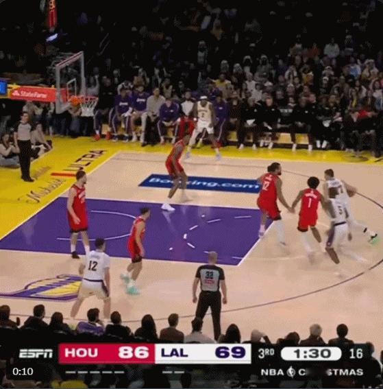 东契奇这个球真是学到了詹姆斯的精髓，湖人96-119惨败火箭，东契奇这个摊手的动