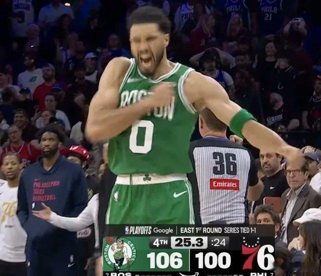 幸福三连拍。凯尔特人vs76人nba季后赛