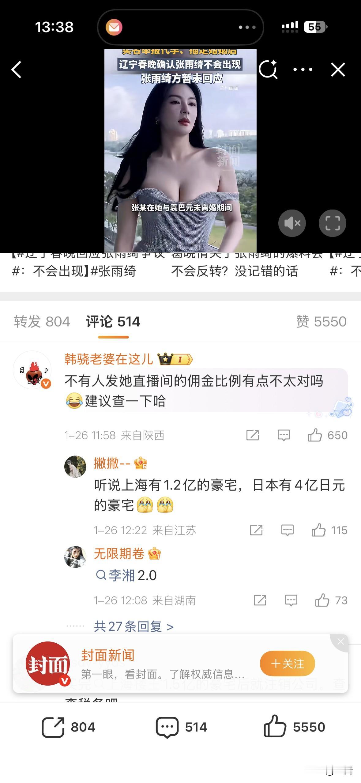 张雨绮看来流年不利，犯太岁了。

刚看完她插足别人婚姻，代孕事件的风波，现在是财