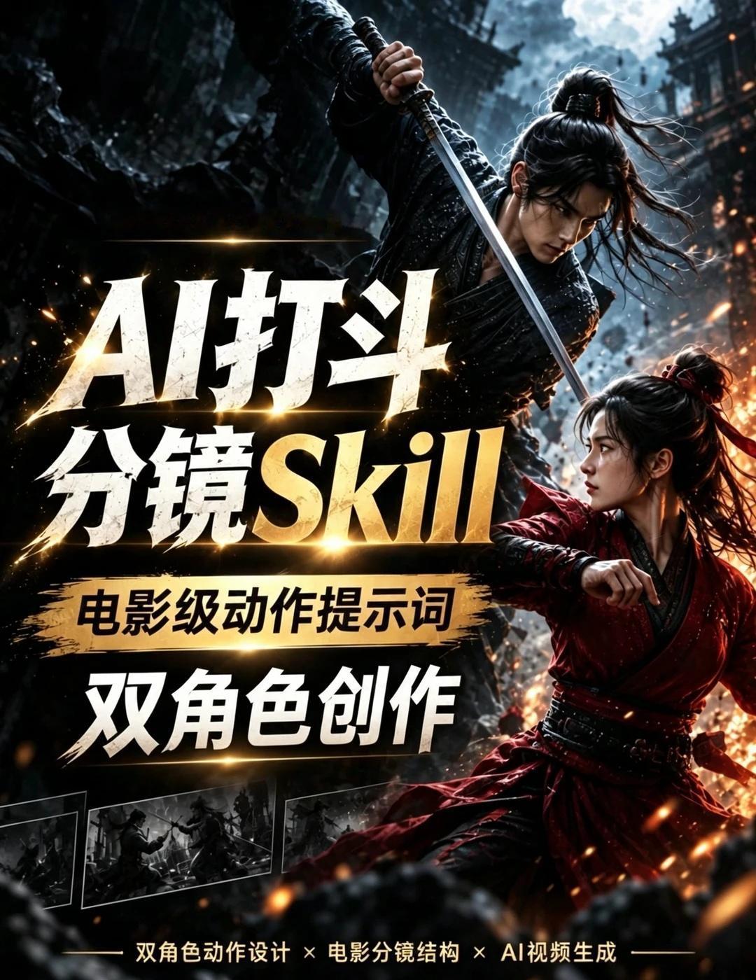 AI打斗分镜Skill｜电影级动作提示词｜双角
AI打斗分镜Skill｜电影级动