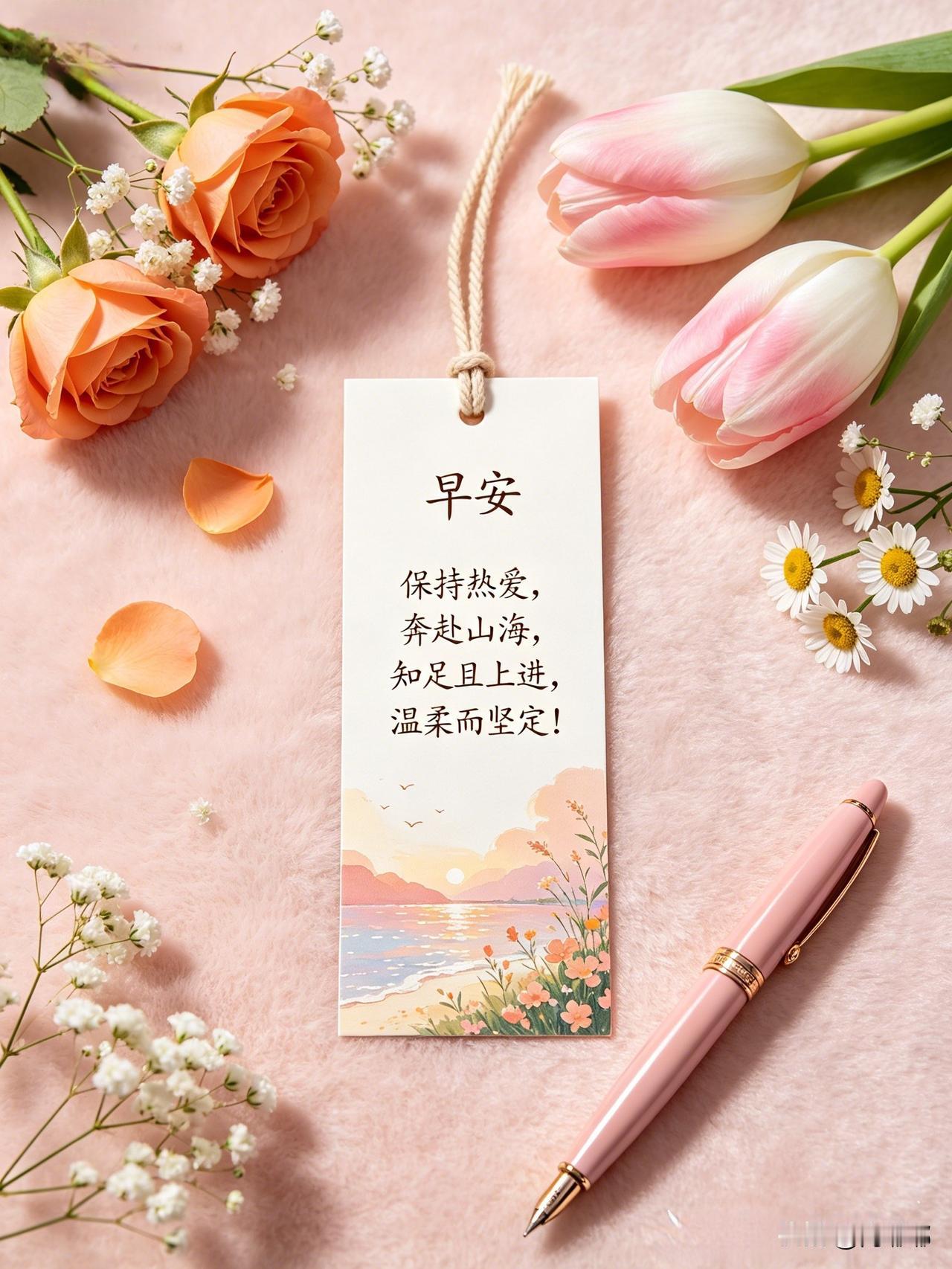 早安。保持热爱，奔赴山海，知足且上进，温柔而安定。[祈祷]这其实是一种生活的状态