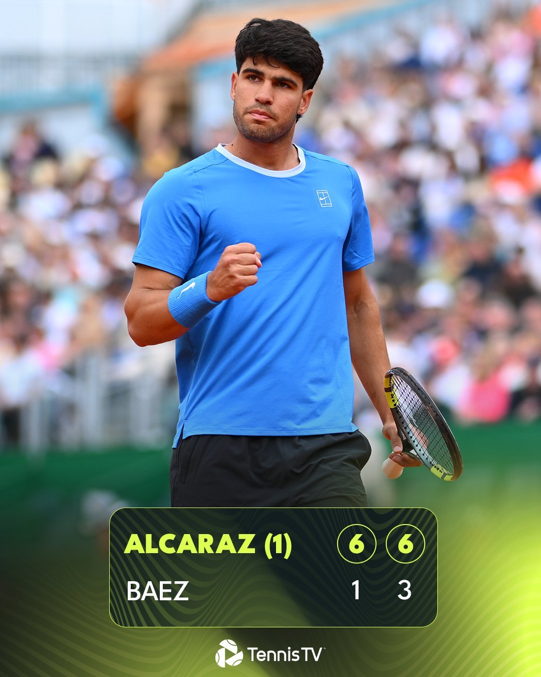 阿尔卡拉斯开启卫冕之旅，6-1、6-3击败巴埃斯，闯入蒙特卡洛16强。网球ATP