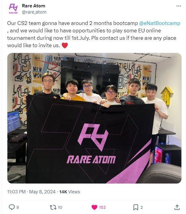 #CSGO# #cs2# RA战队正在塞尔维亚集训，发推询问有没有线上赛要邀他们