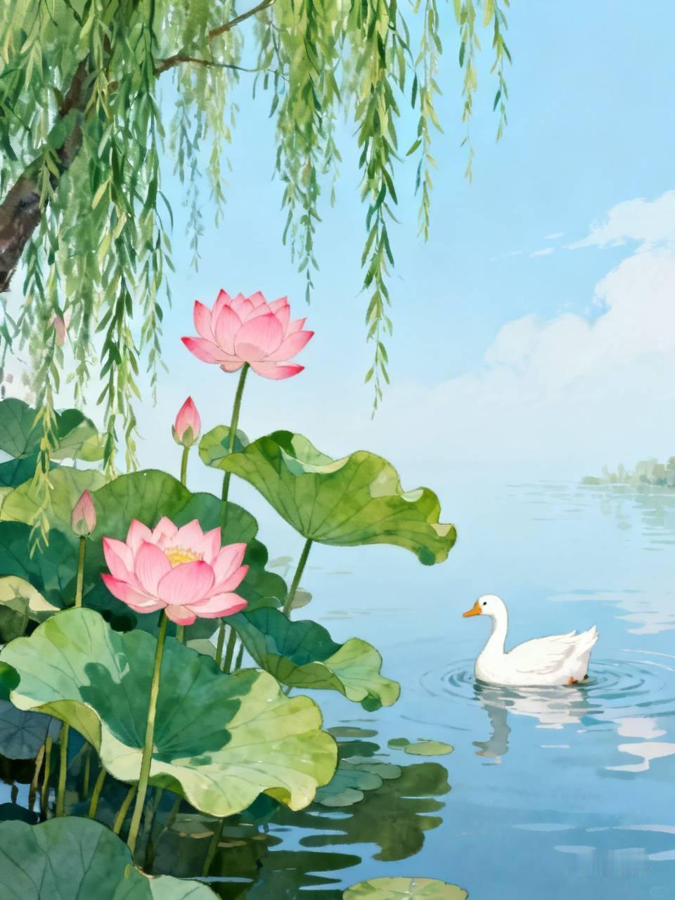 家人们谁懂啊，今天出门随手一拍就收获绝美池塘景色！
池塘里，荷花肆意绽放，粉的像