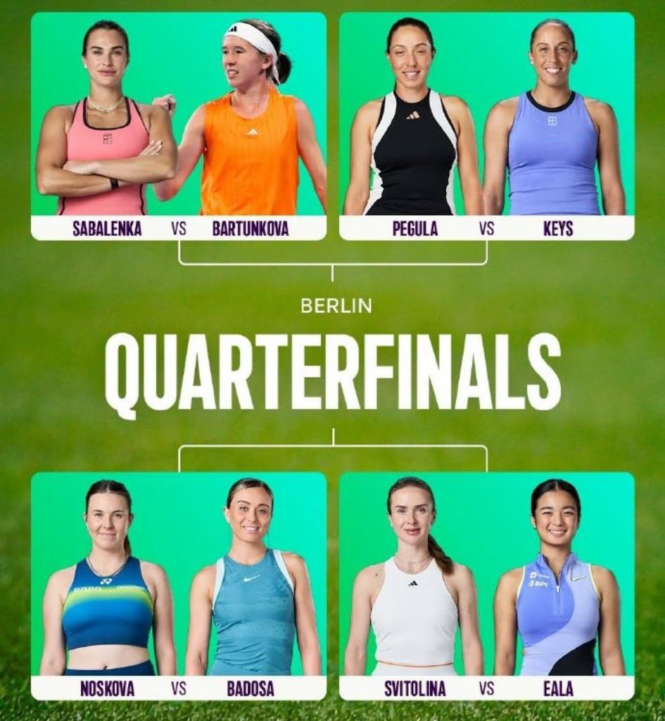 WTA500柏林站这个八强阵容貌似比法网八强还要豪华不少吧？看到这样的对阵，决赛