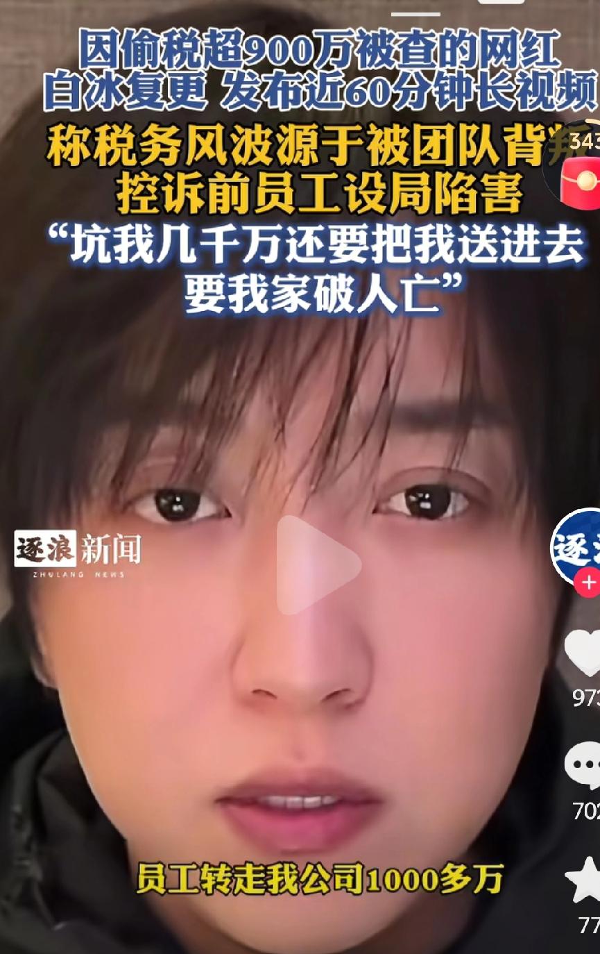 昨天居然刷到了偷税漏税的大网红白冰，意思就是解释自己偷税漏税的原因不是自己本意，