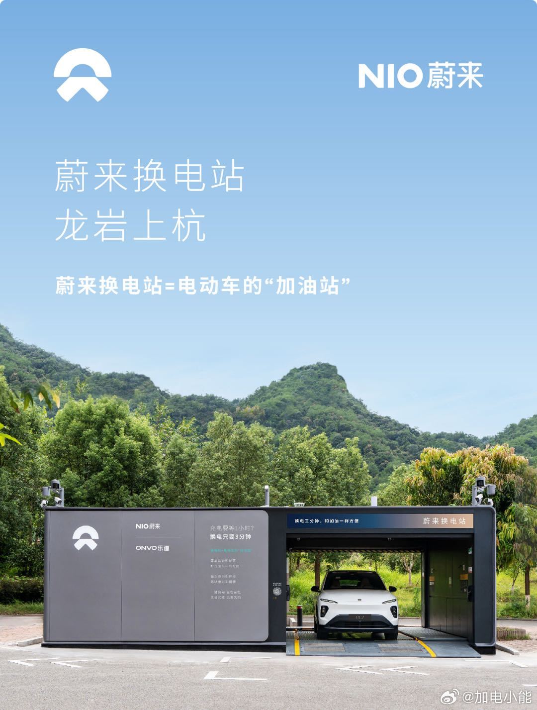 换电站是电动车的加油站蔚来换电站 | 龙岩上杭 上线周边3公里覆盖2大核心商圈、
