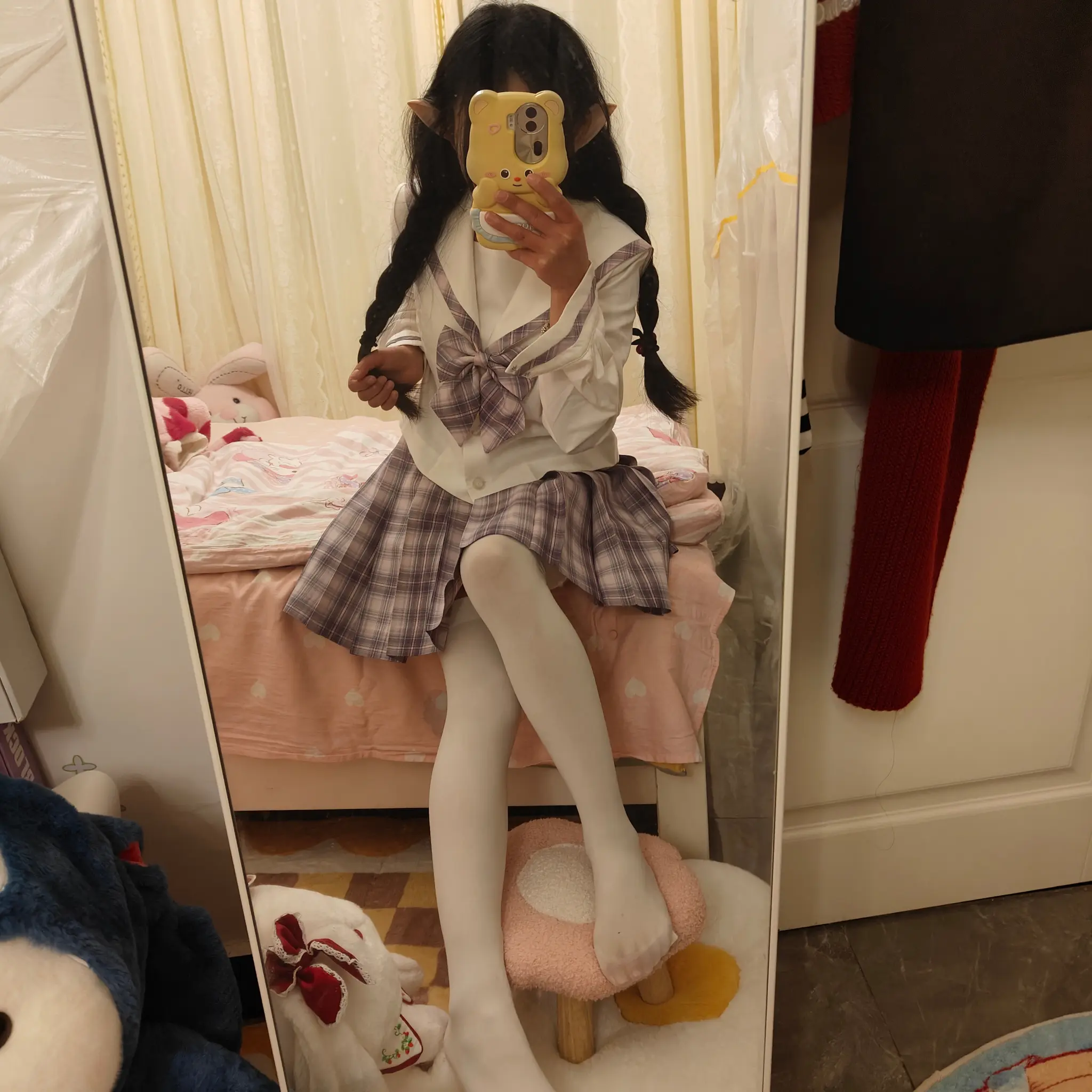 甜妹 jk jk制服 对镜拍 春天