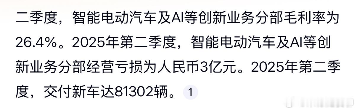 小米汽车Q2毛利率是26.4%，真牛逼，这个毛利率有点像当年的特斯拉。给大家点参