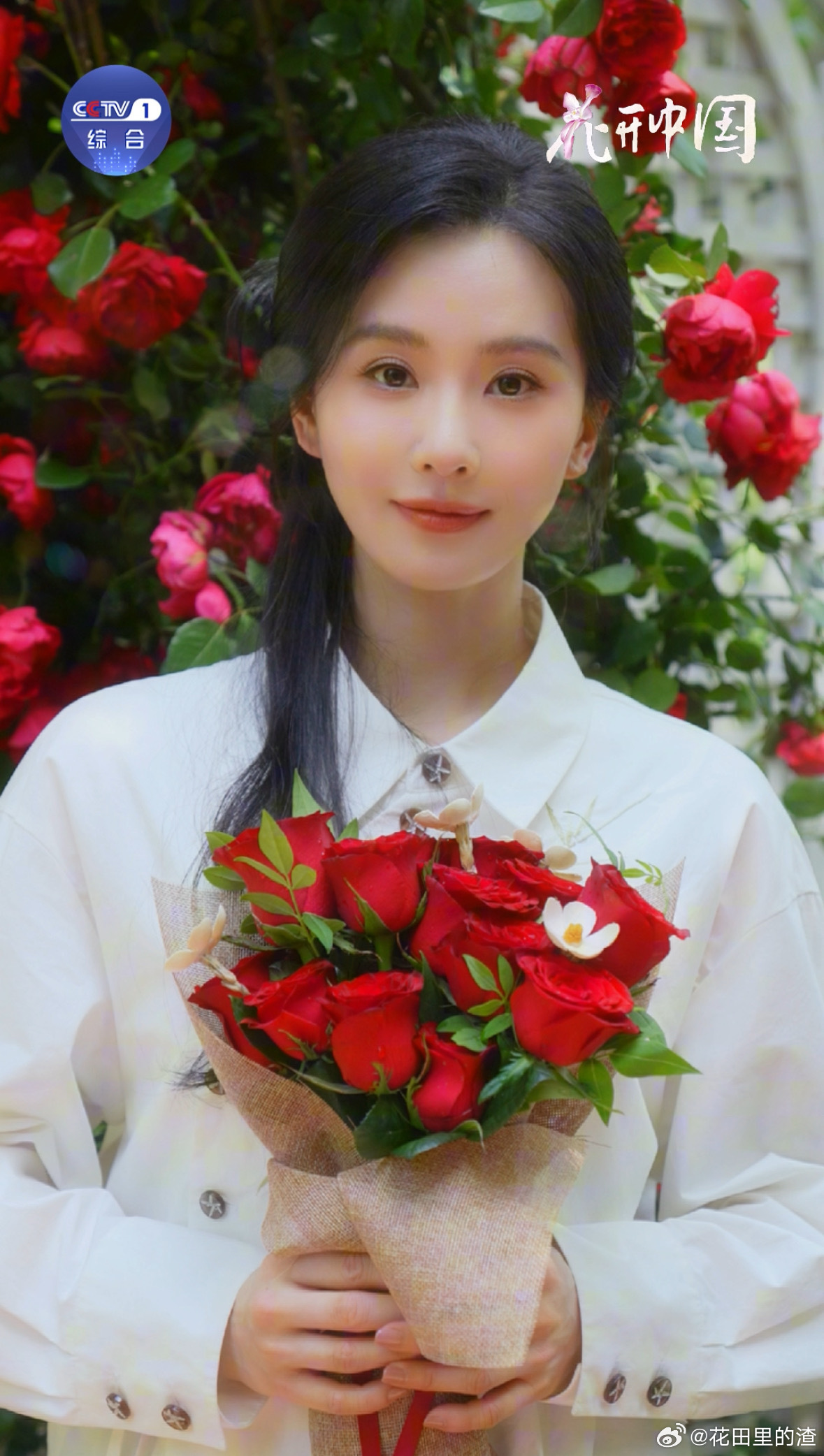 刘诗诗送我花 刘诗诗与花同框的画面真是太配了，那种自然流露的亲和力和温柔，让人忍