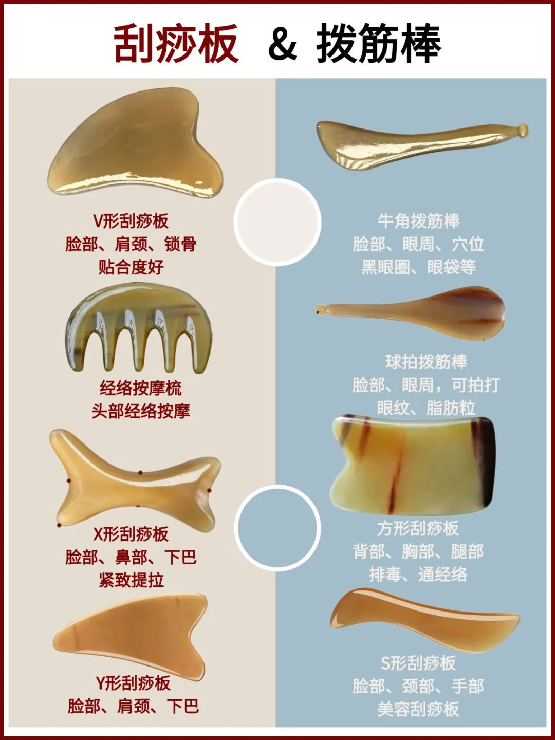 刮痧板拨筋棒怎么选？不同部位使用不同形状