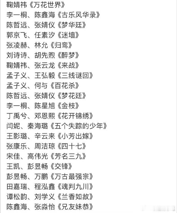 🐧6.24招商会大剧片单王鹤棣，孟子义《将门独后》张若昀等《千里江山图》吴磊，