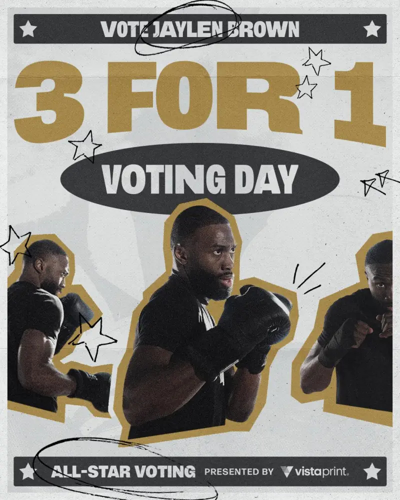 #凯尔特人为杰伦布朗拉票# 凯尔特人官方更新社媒，晒出杰伦-布朗的主题海报与球迷