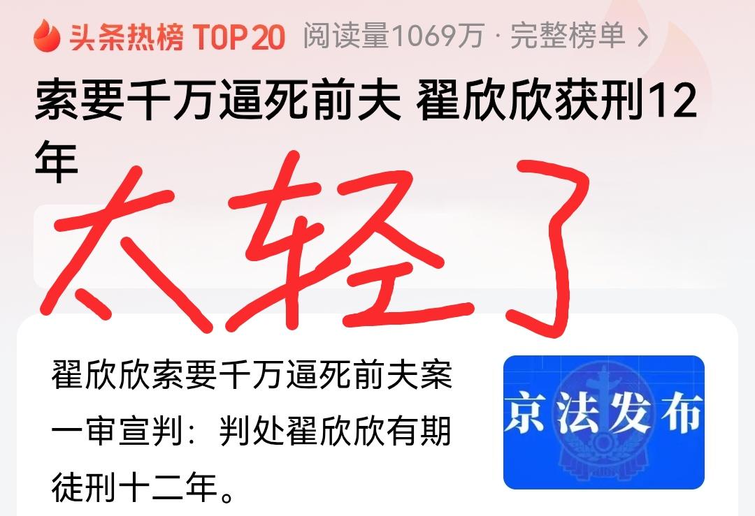 仅获刑12年，连个死缓都没有，犯罪成本太低了！翟欣欣赚大发了！成功骗下前夫们的巨