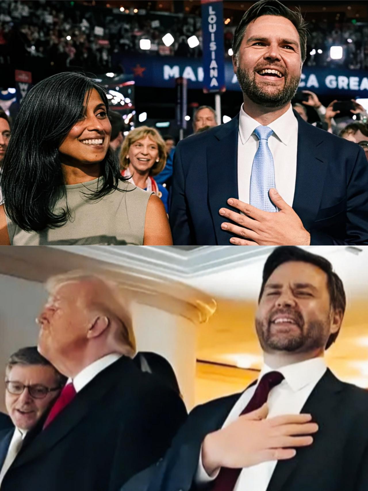 万斯和妻子在一起时笑的开心呢？
还是和特朗普在一起时，笑的开心呢？