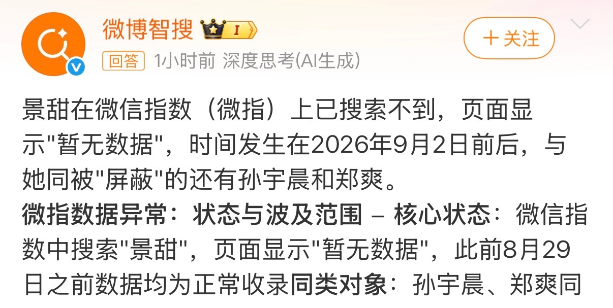 景甜微指数已经搜不到暂无数据了，当然孙宇晨也是相同待遇了。 ​​​