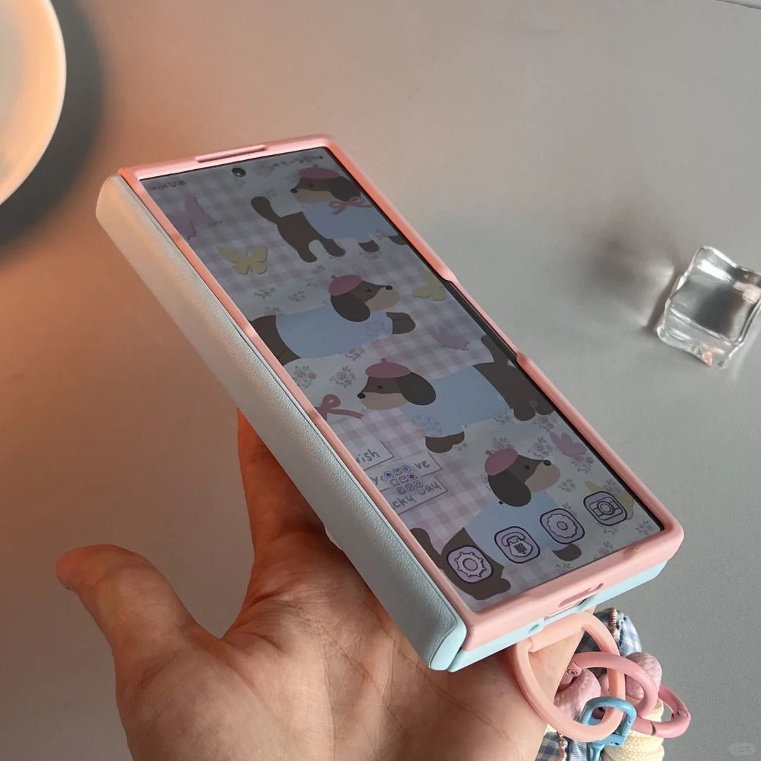 ✅闺蜜也喜欢三星ZFold6浅蓝粉拼色手机壳💯