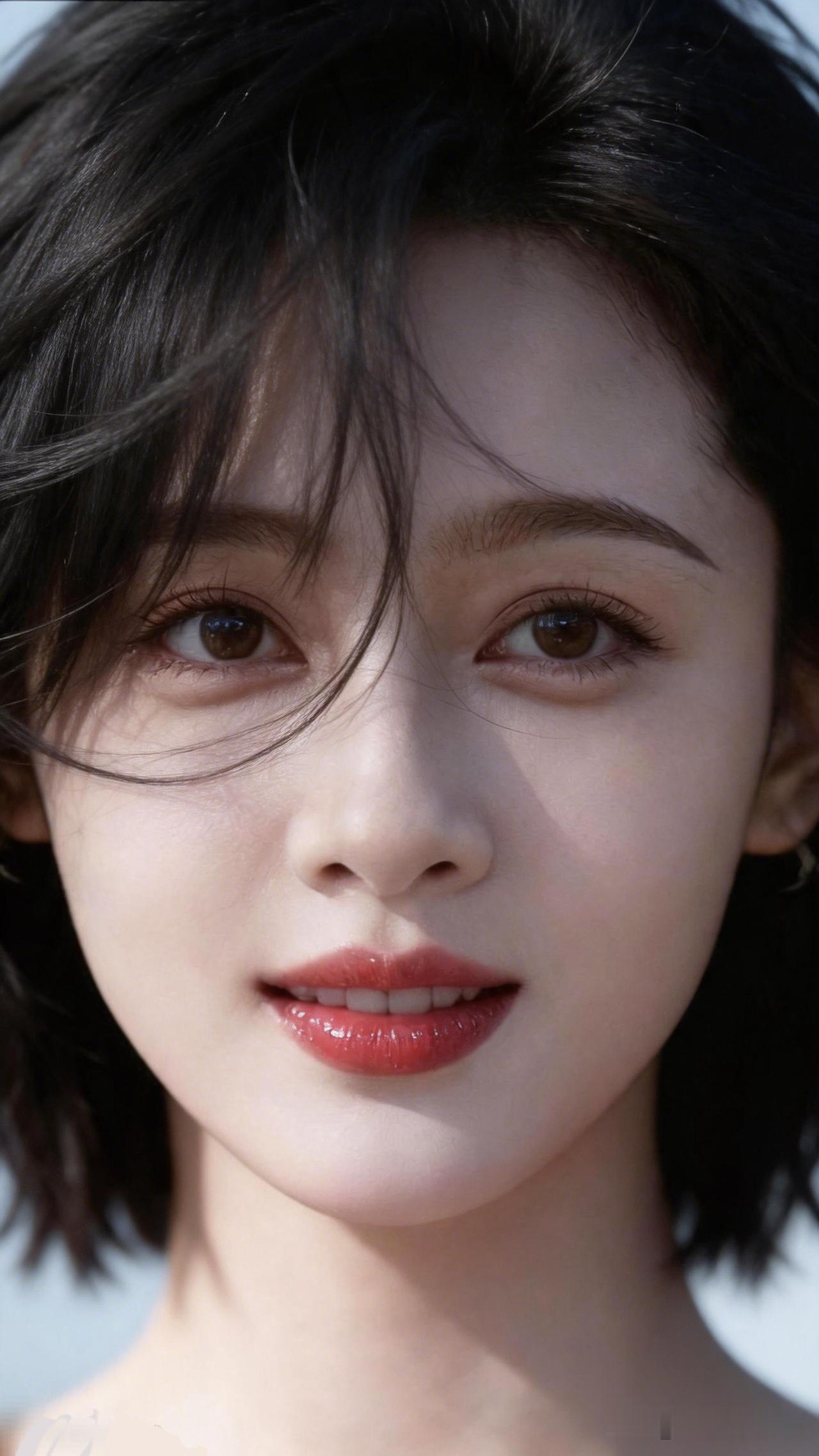 甜美少女风，红唇与黑发相得益彰，清新自然，尽显青春魅力！💄💁‍♀️