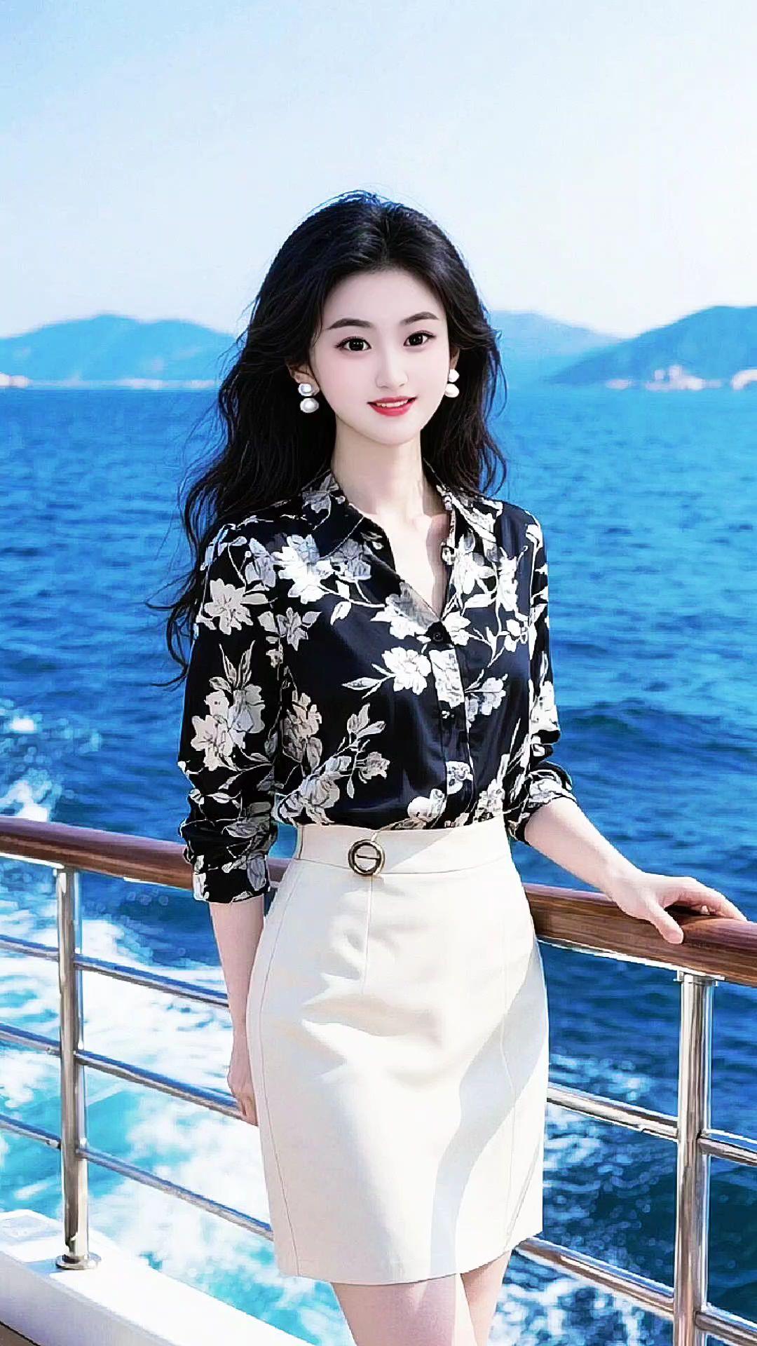 优雅气质 温柔风穿搭 御姐 海边随拍 衬衣穿搭