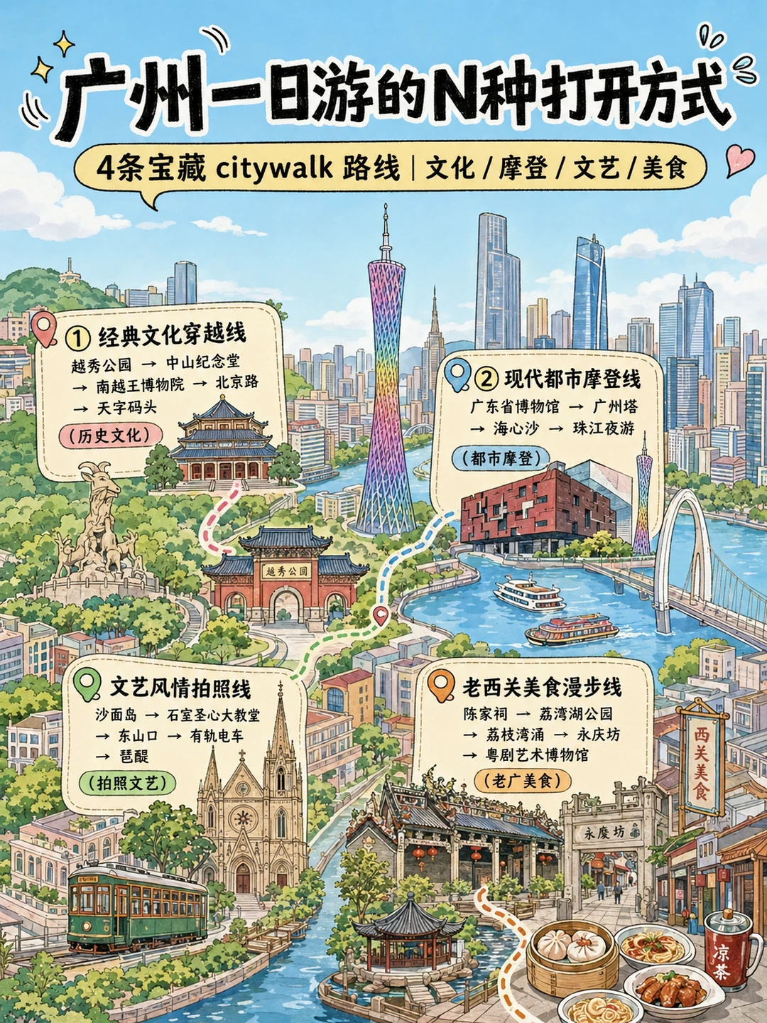 广州一日游的N种打开方式｜附详细路线图